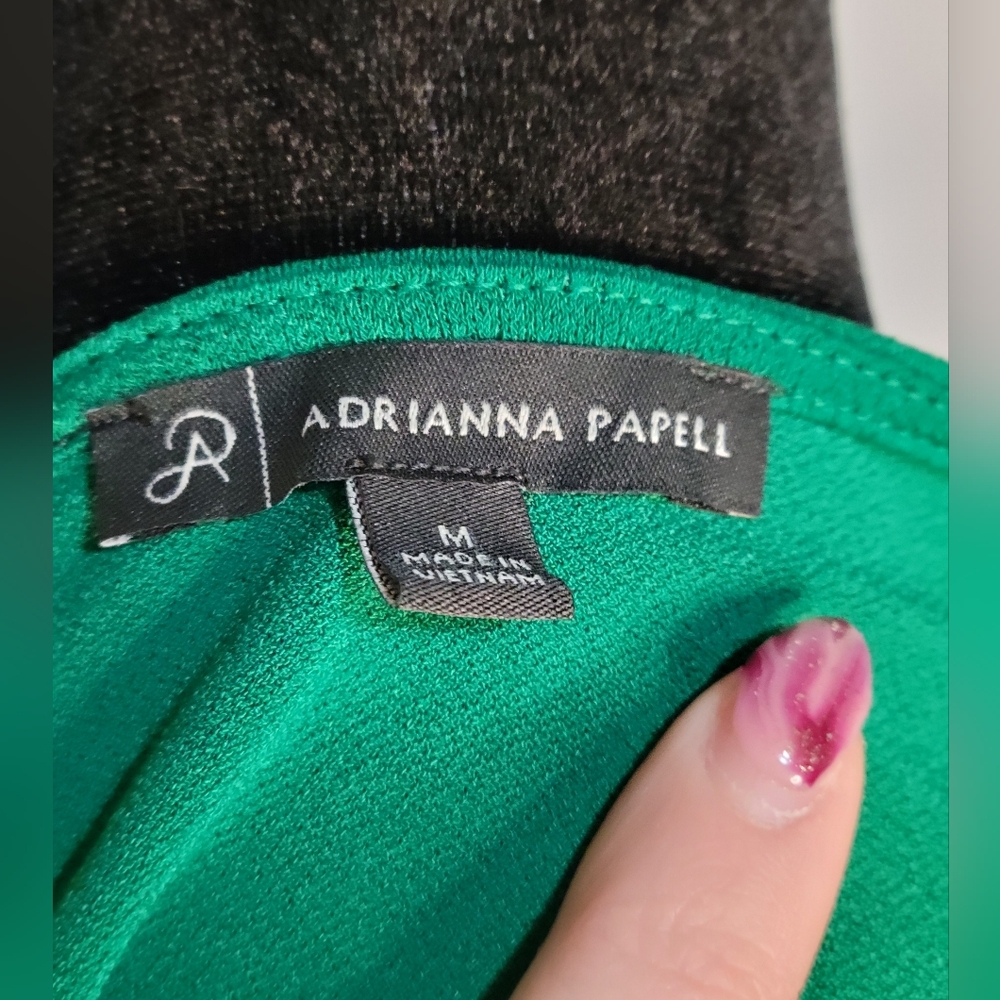 Adrianna Papell Vibrant Green Ruffle Blouse - Picture 4 of 6